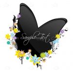 Black Butterfly with Colorful Flowers